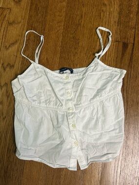 Brandy Melville White Button Up baby doll top